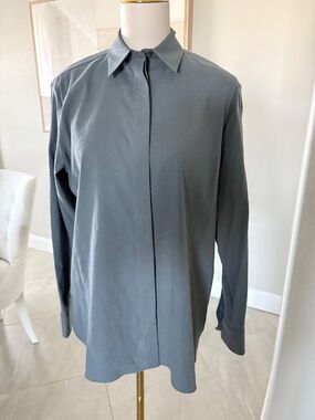 NWT Theory Classic Menswear Shirt Steel Soft Crunch